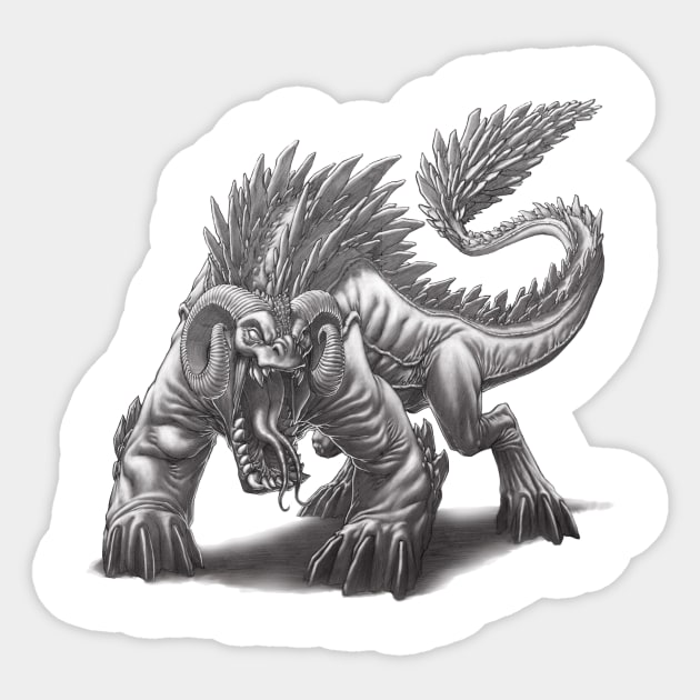 The Komodorian Flightless Slate Wyvern Sticker by gregorytitus